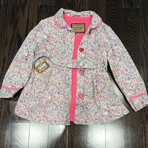Girls' Floral Jacket Coat with Pink Accents Size 6